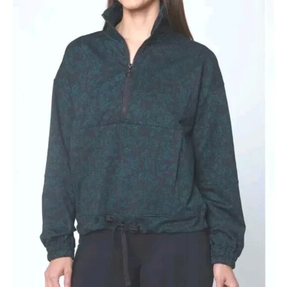NWT Mondetta botanical print quarter zip fleece lined sweatshirt - Picture 1 of 12